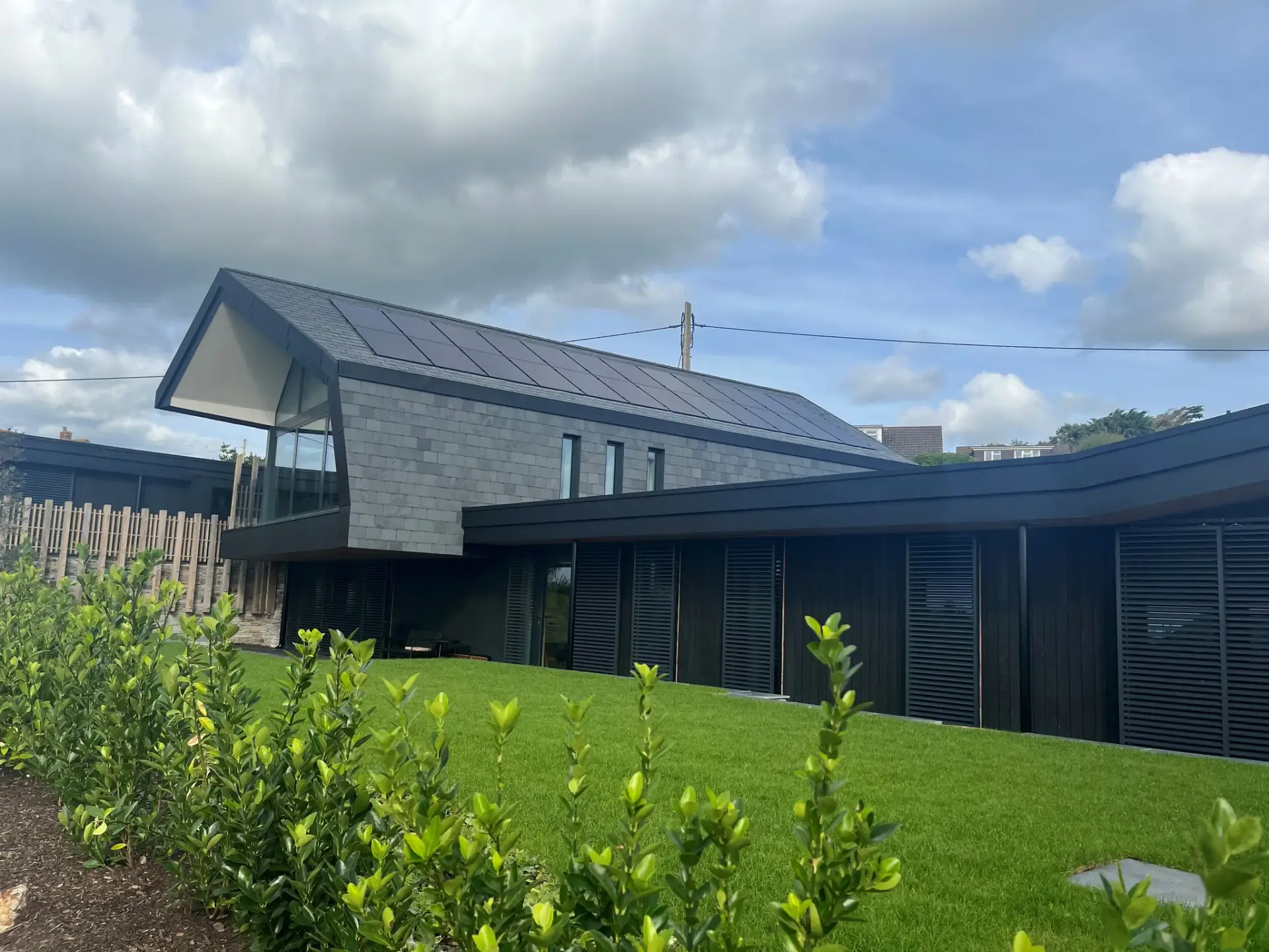 Modern slate roof with solar panels in Cornwall